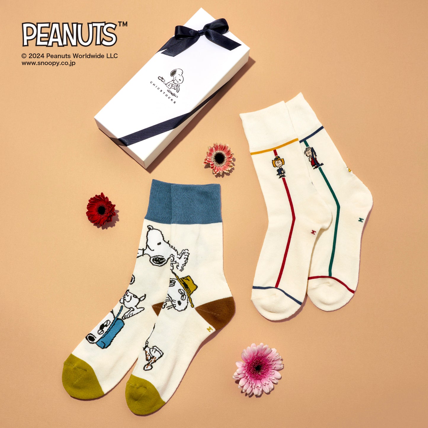 SNOOPY×CHICSTOCKS 2足ギフトボックス 全8種類