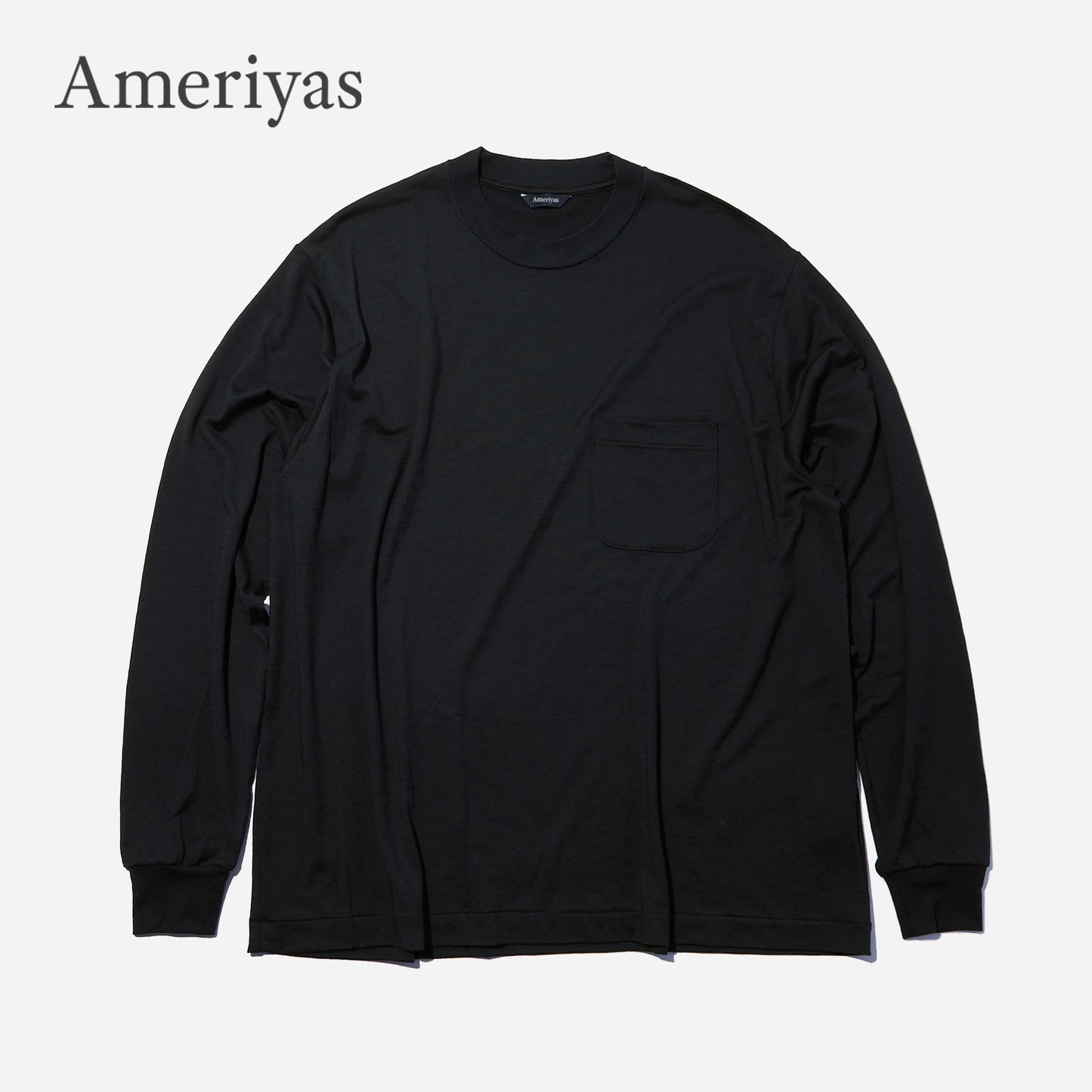 Ameriyas メリノウール100% クルーネック長袖Tシャツ 全2色