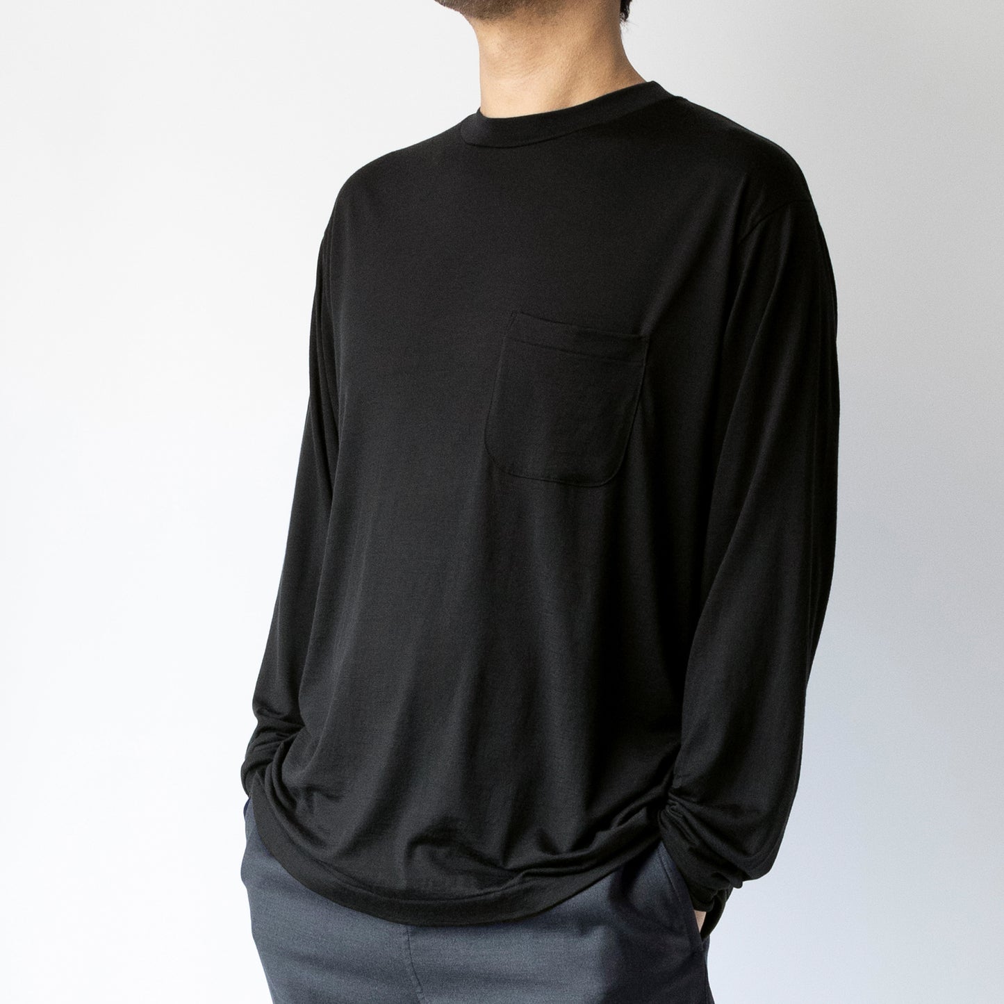 Ameriyas メリノウール100% クルーネック長袖Tシャツ 全2色