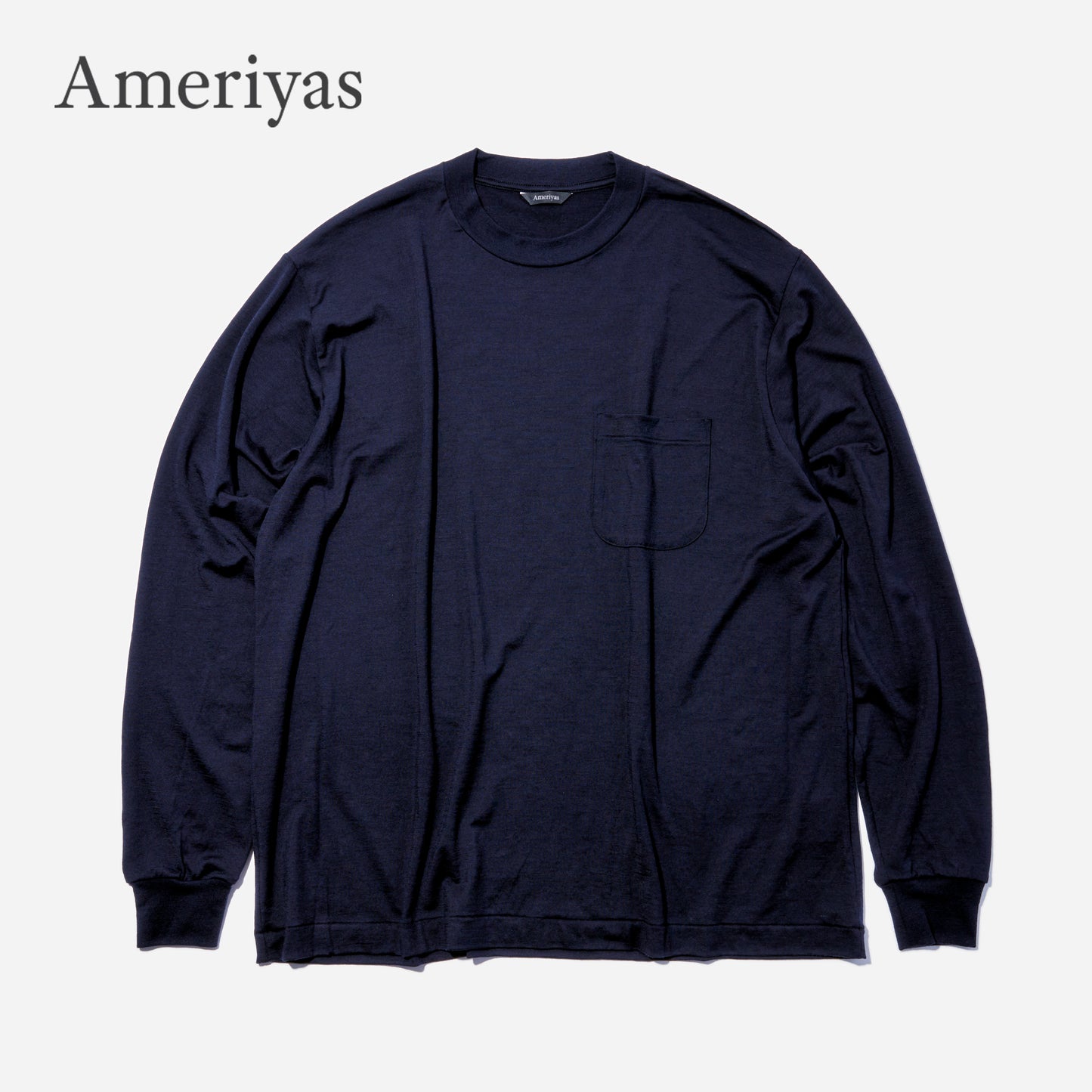 Ameriyas メリノウール100% クルーネック長袖Tシャツ 全2色