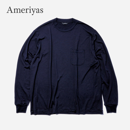 Ameriyas  メリノウール100%  クルーネック長袖Tシャツ  全2色