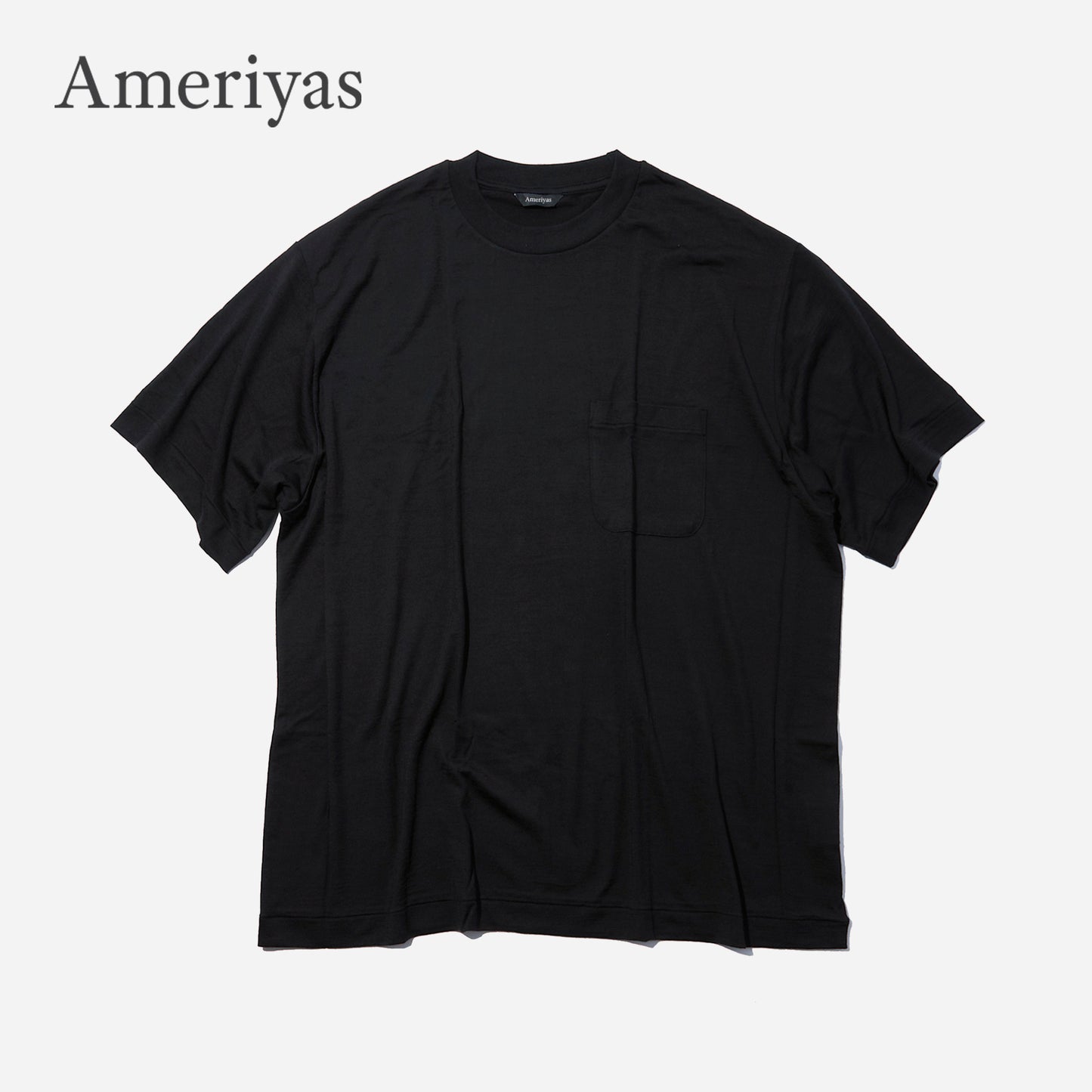 Ameriyas メリノウール100% クルーネック半袖Tシャツ 全2色