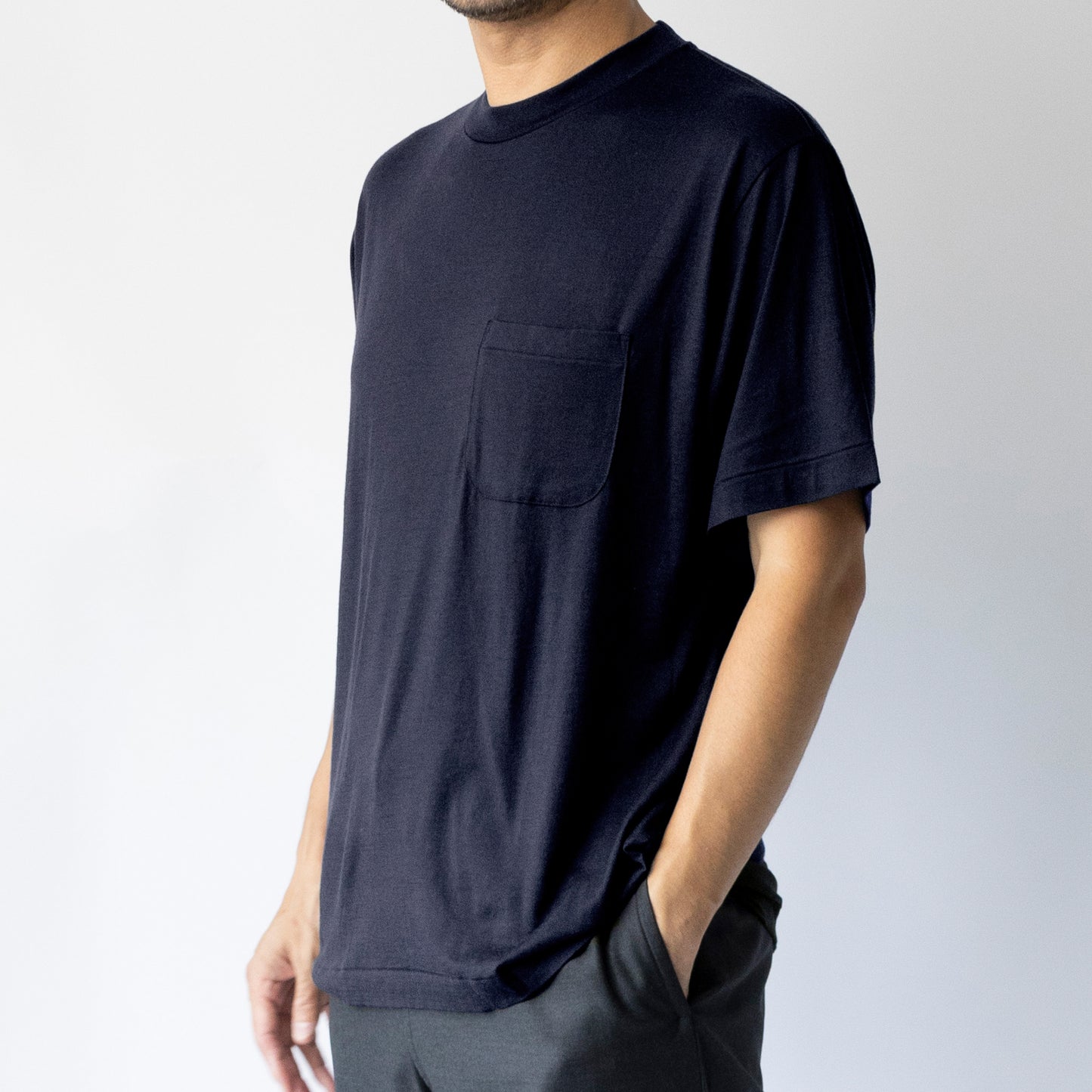 Ameriyas メリノウール100% クルーネック半袖Tシャツ 全2色