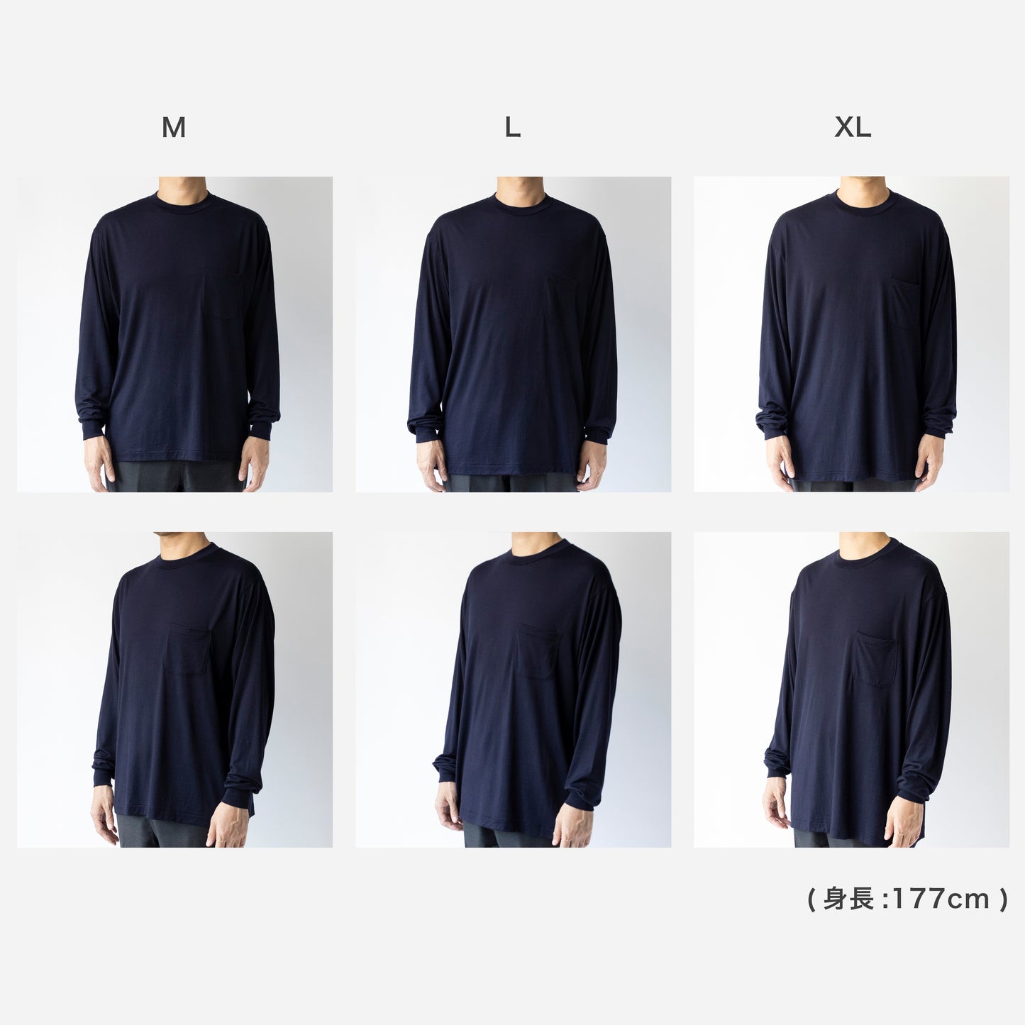 Ameriyas メリノウール100% クルーネック長袖Tシャツ 全2色