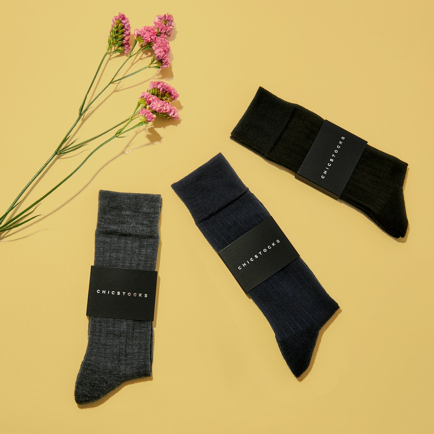 ウールドレスリブソックス 全3色