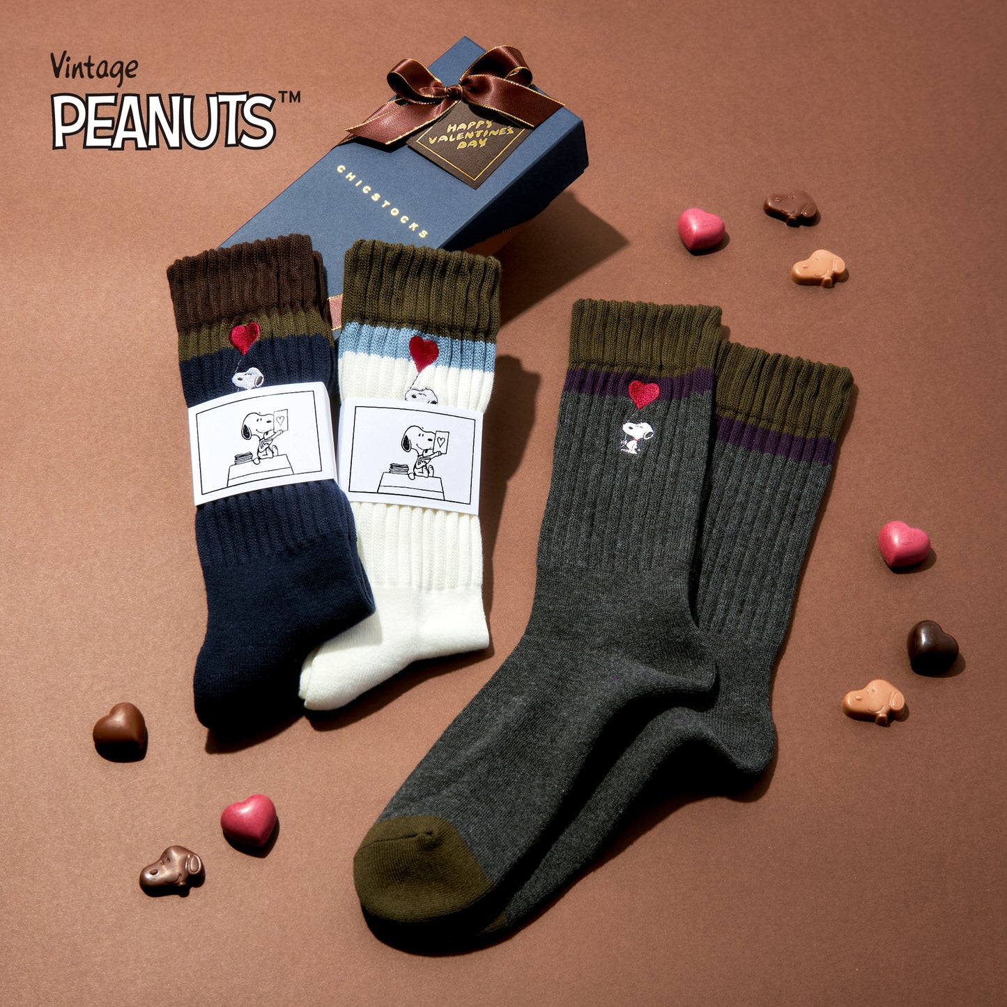 SNOOPY×CHICSTOCKS ハートバルーン 全3色