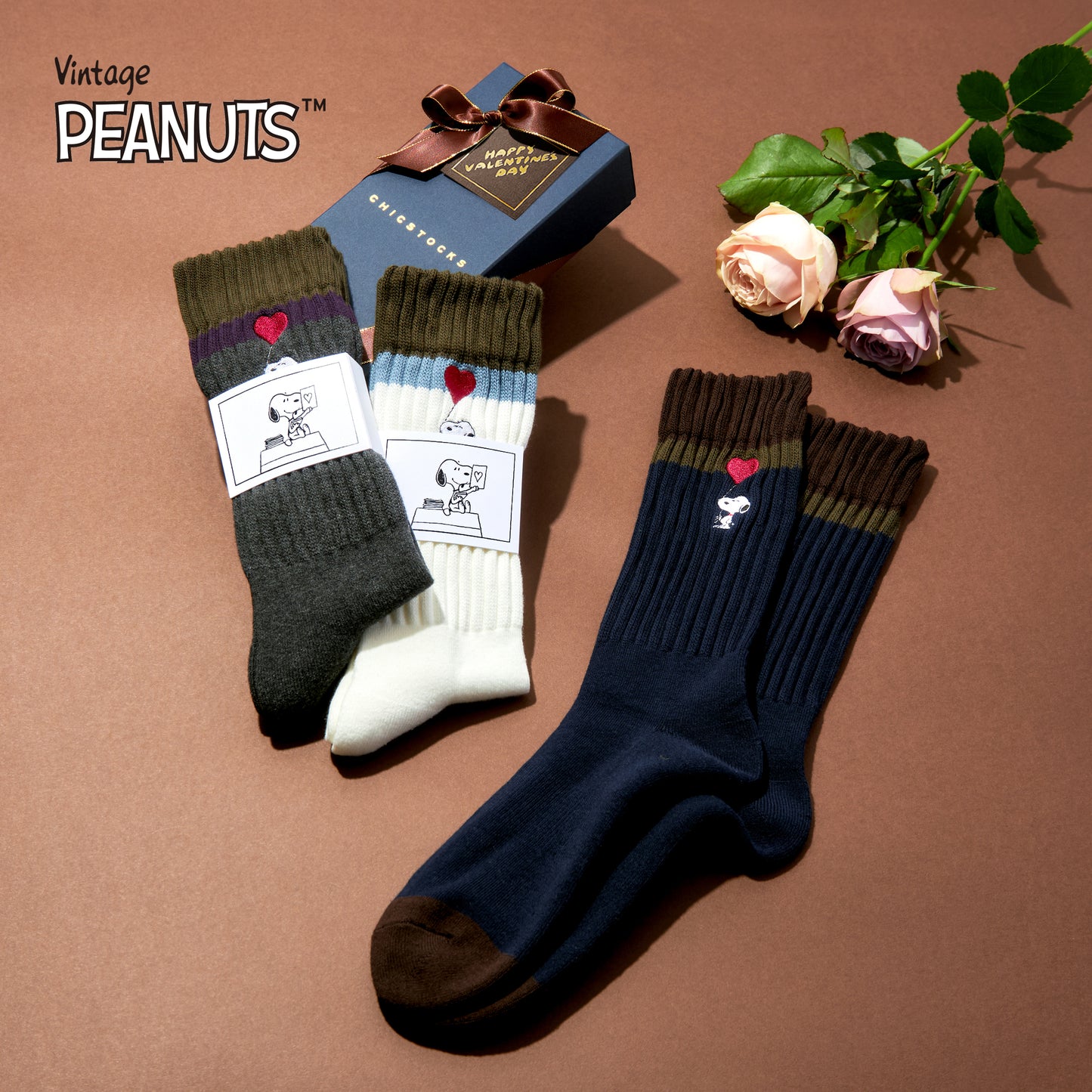 SNOOPY×CHICSTOCKS ハートバルーン 全3色