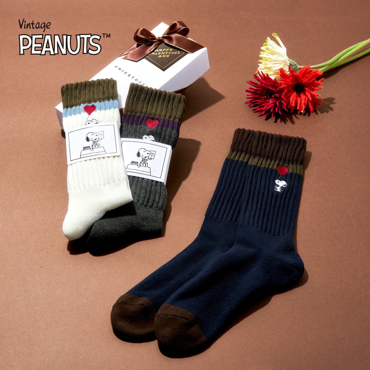 SNOOPY×CHICSTOCKS ハートバルーン 全3色