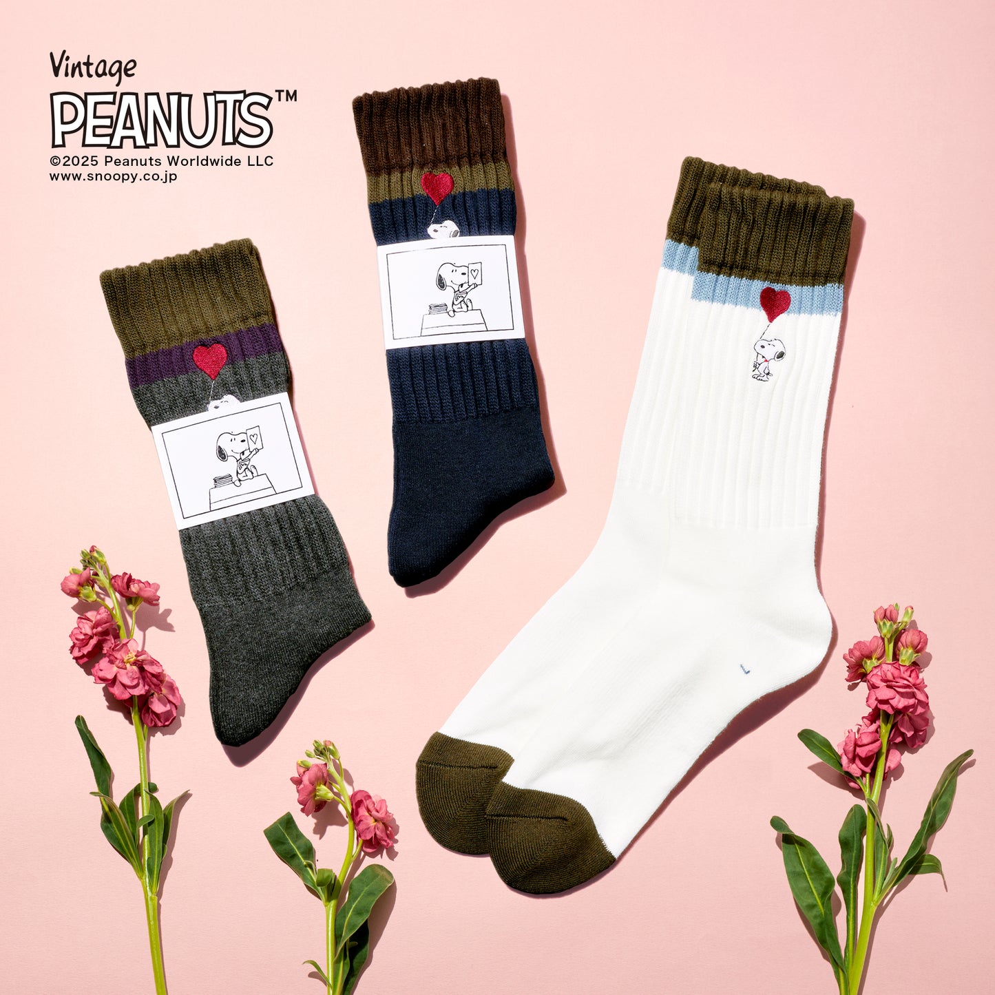 SNOOPY×CHICSTOCKS ハートバルーン 全3色