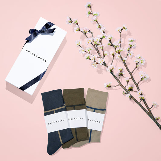 ラインソックス 3足ギフトボックス(手提げ付き) 全7色