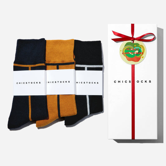 【クリスマス】 3足ギフトボックス(手提げ付き) 全8色