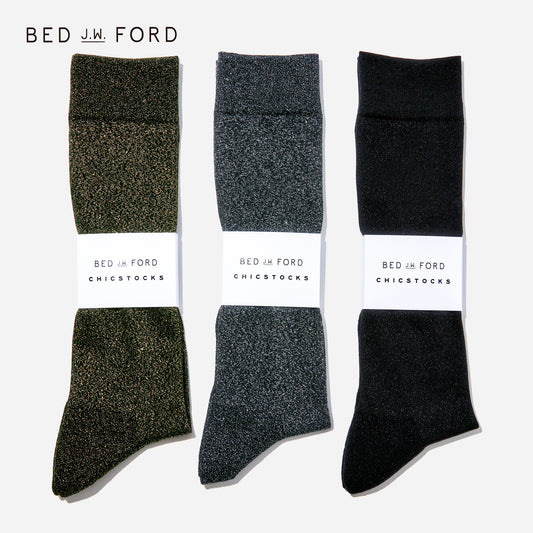 BED j.w. FORD×CHICSTOCKS グリッターソックス 全3色/26-28cm