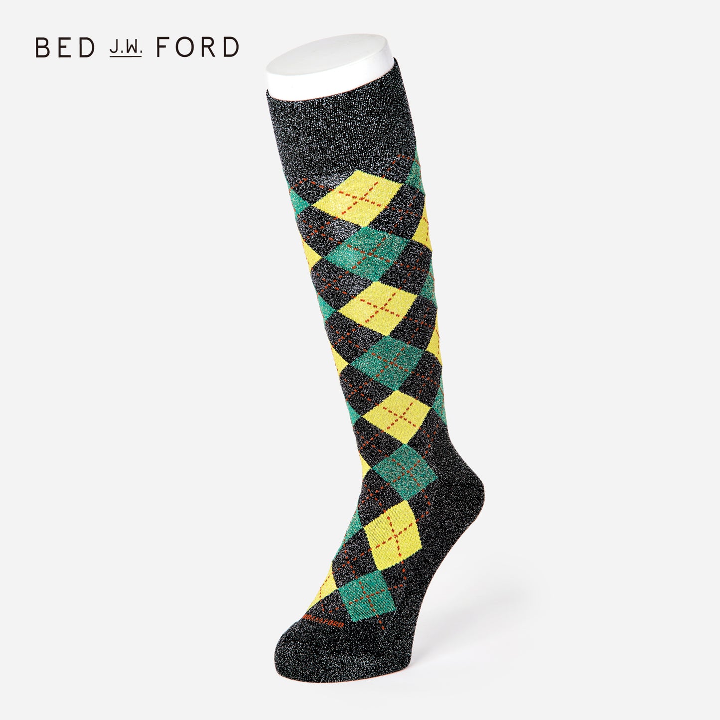BED j.w. FORD×CHICSTOCKS アーガイル グリッターソックス 全2色/22-24cm・26-28cm