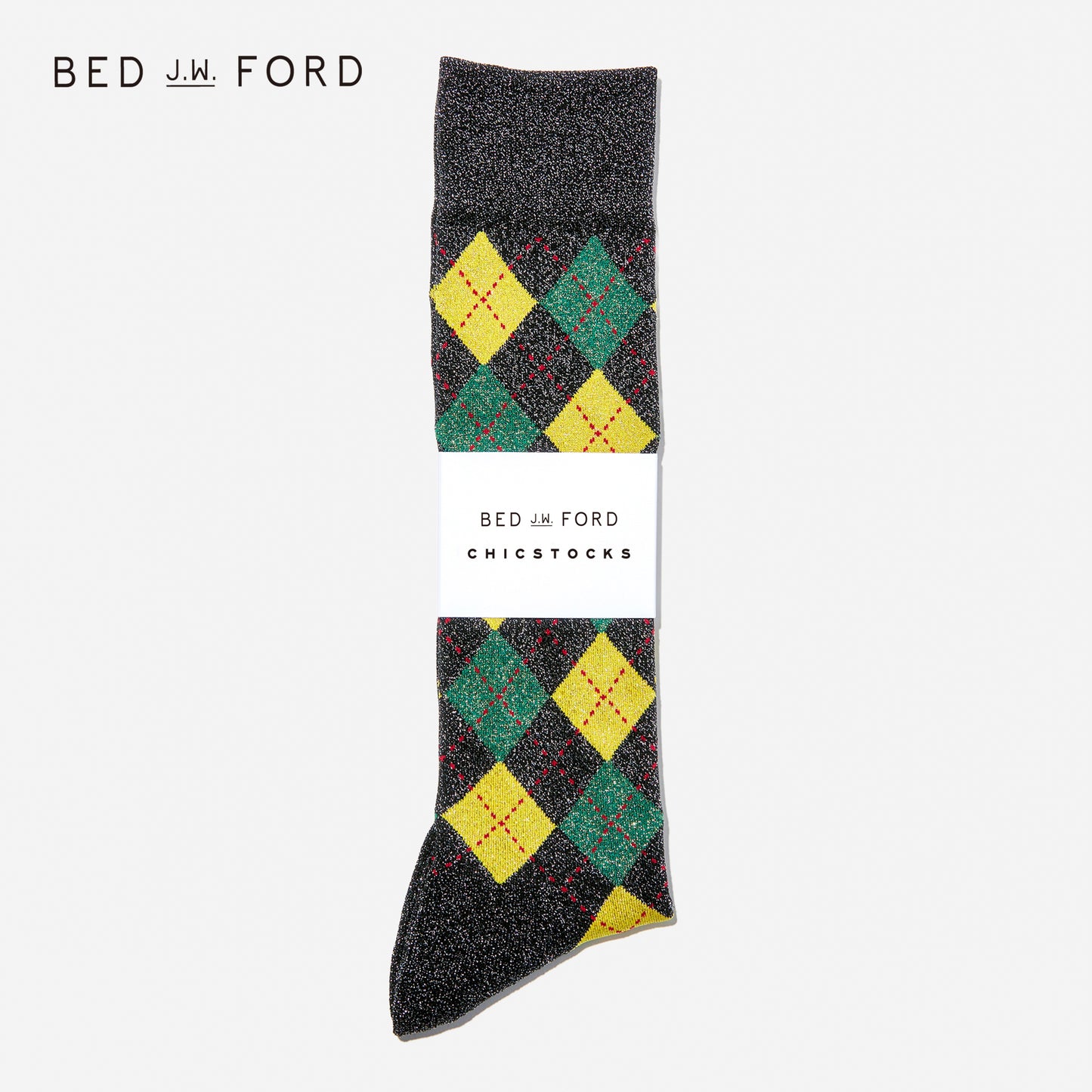 BED j.w. FORD×CHICSTOCKS アーガイル グリッターソックス 全2色/22-24cm・26-28cm