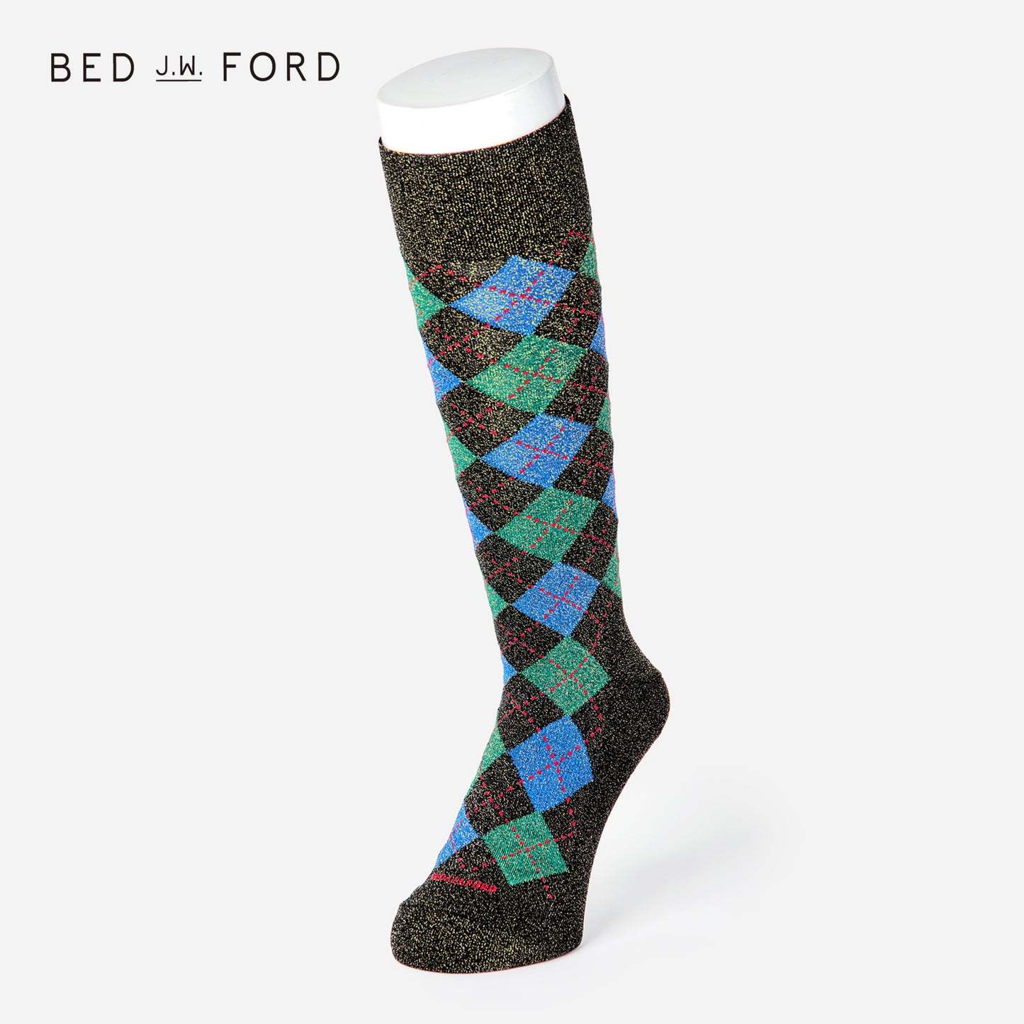 BED j.w. FORD×CHICSTOCKS アーガイル グリッターソックス 全2色/22-24cm・26-28cm
