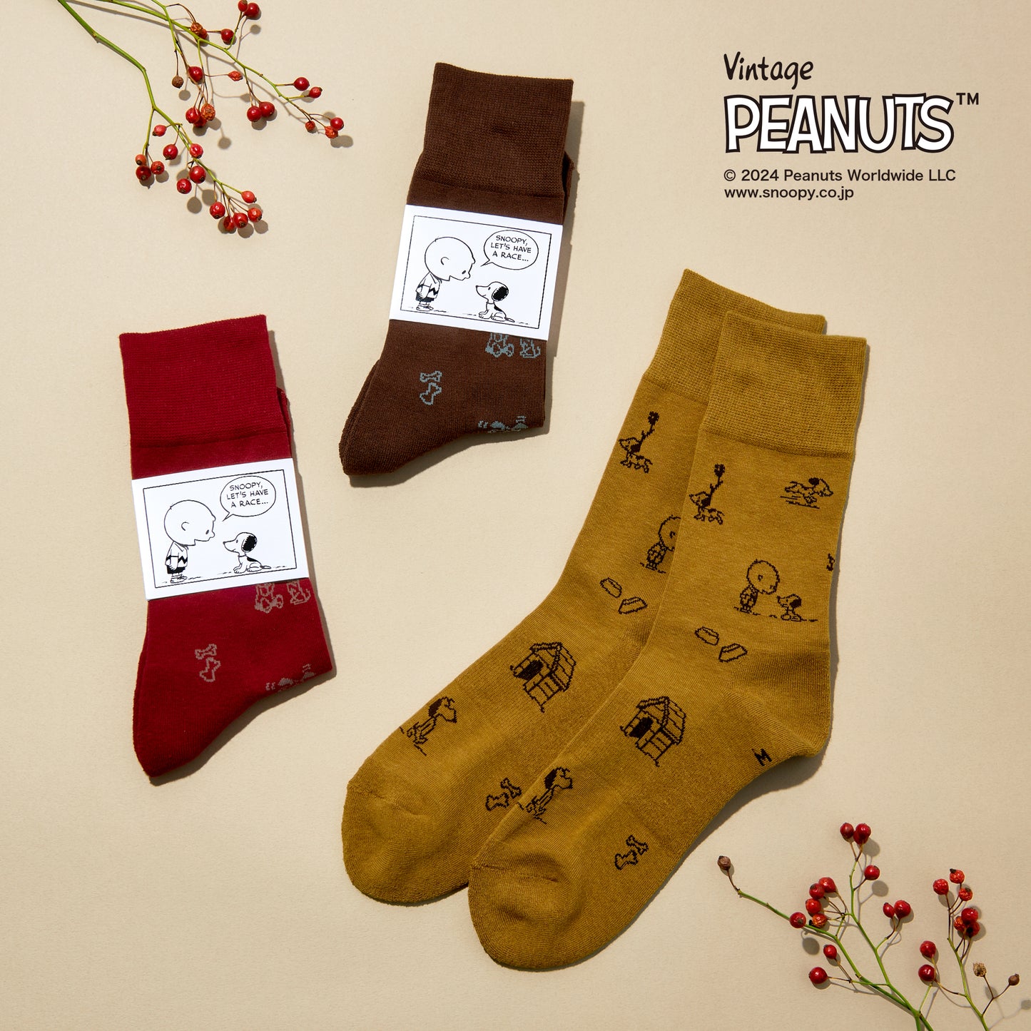 SNOOPY×CHICSTOCKS 1950s スヌーピー 全3色