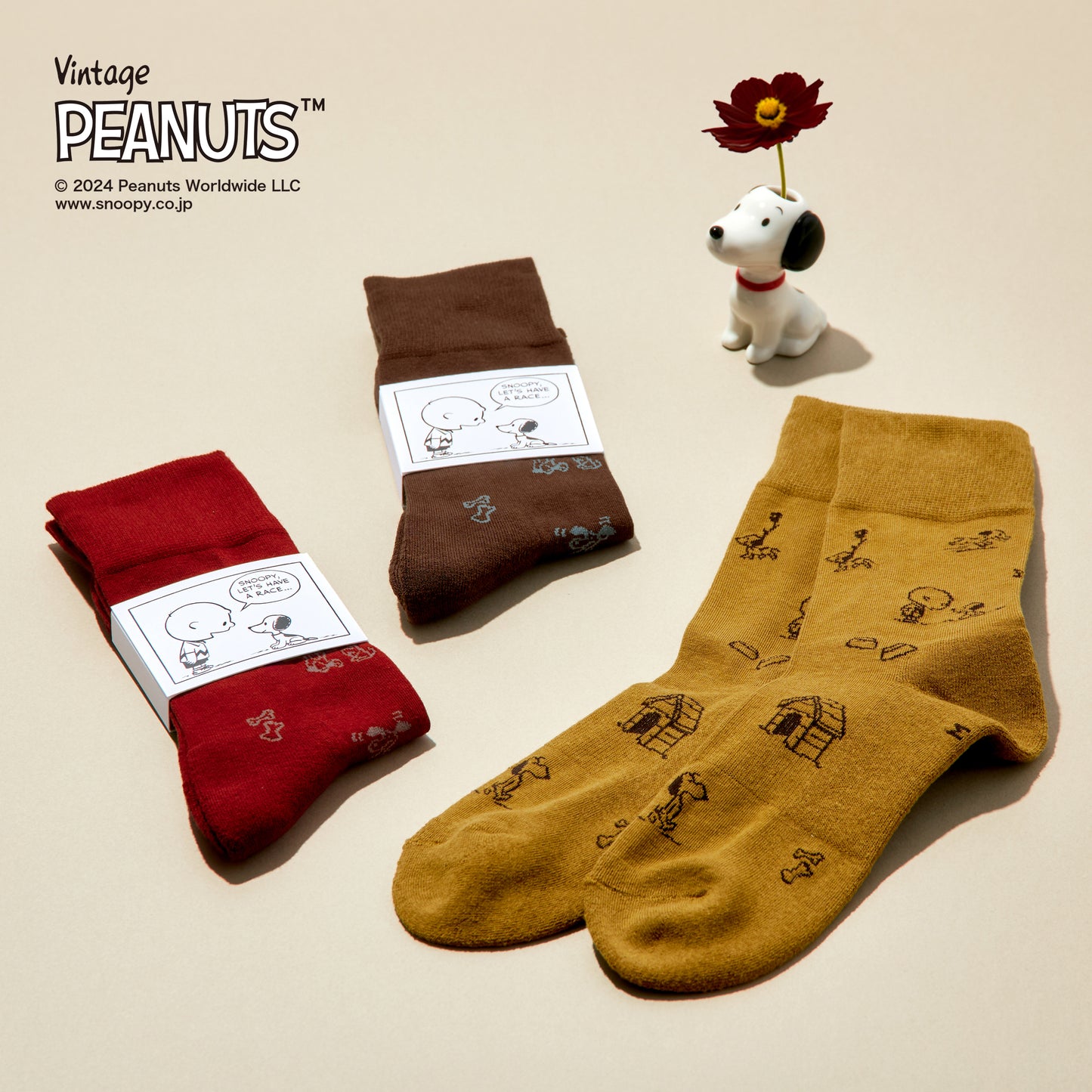 SNOOPY×CHICSTOCKS 1950s スヌーピー 全3色
