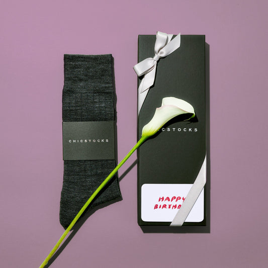 ウールドレスリブソックス 1足ギフトボックス(手提げ付き) 全3色