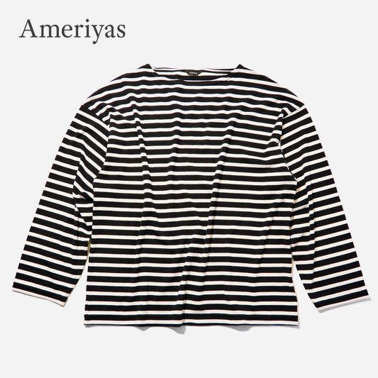Ameriyas  メリノウール100%  ボートネック長袖Tシャツ