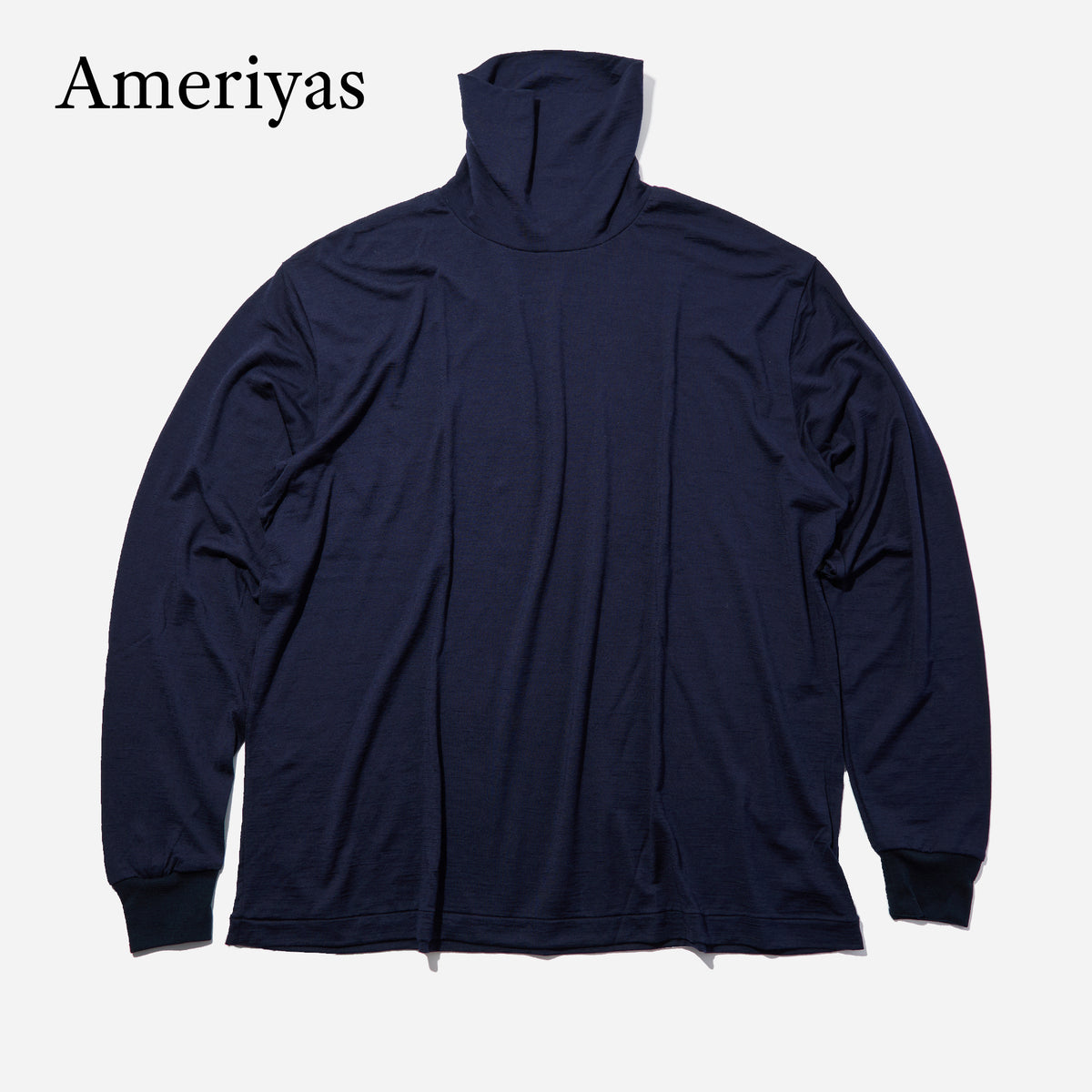 Ameriyas  メリノウール100%  タートルネック長袖Tシャツ  全2色