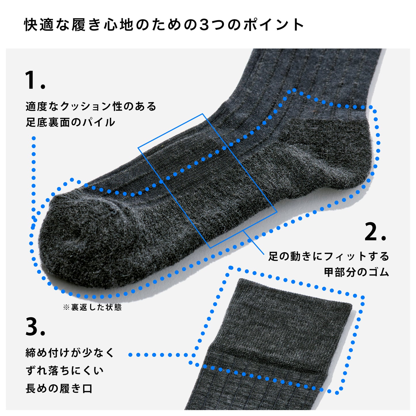 ウールドレスリブソックス  1足ギフトボックス(手提げ付き)   全3色