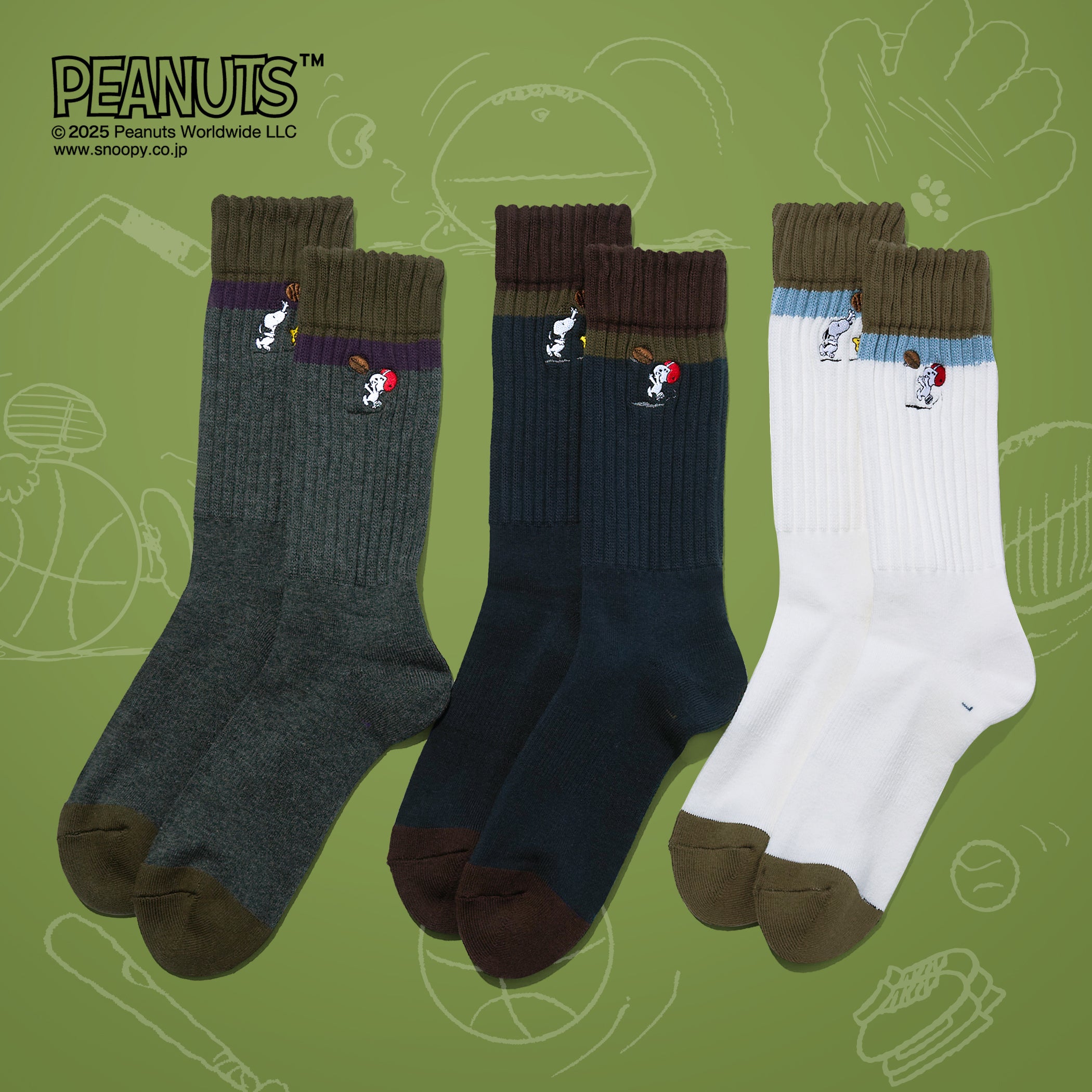 SNOOPY×CHICSTOCKS スヌーピー スポーツ 全3色 11月1日(土)発売