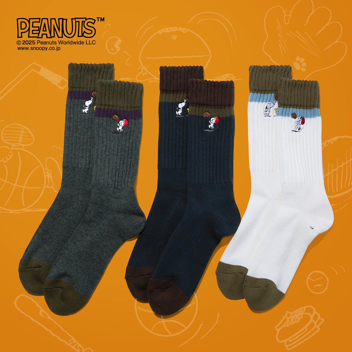 SNOOPY×CHICSTOCKS  スヌーピー スポーツ  全3色  11月1日(土)発売