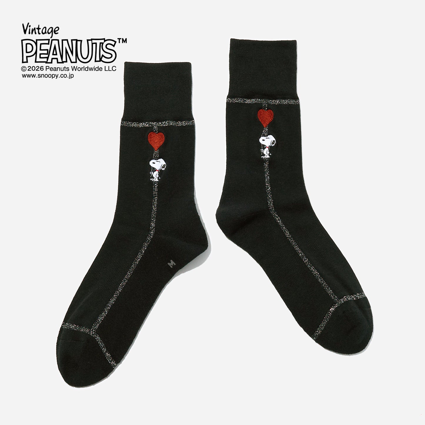 【バレンタイン】  SNOOPY×CHICSTOCKS  ラメライン ハートバルーン  2足ギフトセット  全1色