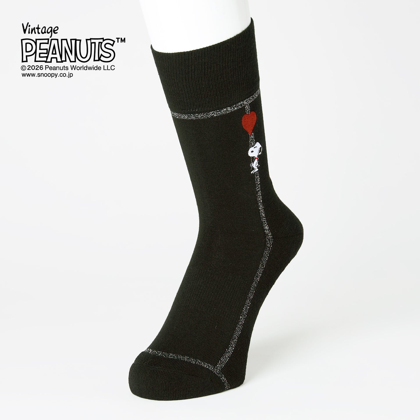 【バレンタイン】  SNOOPY×CHICSTOCKS  ラメライン ハートバルーン  2足ギフトセット  全1色