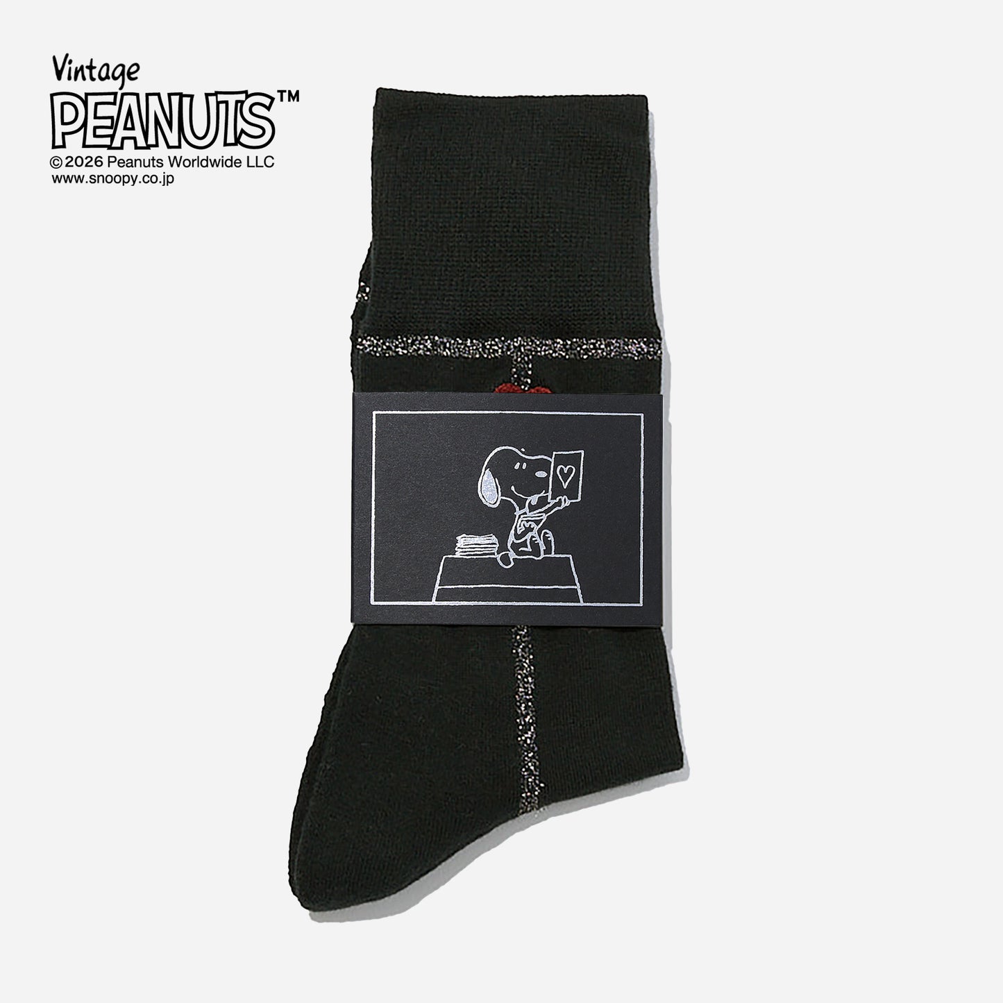 【バレンタイン】  SNOOPY×CHICSTOCKS  ラメライン ハートバルーン  2足ギフトセット  全1色