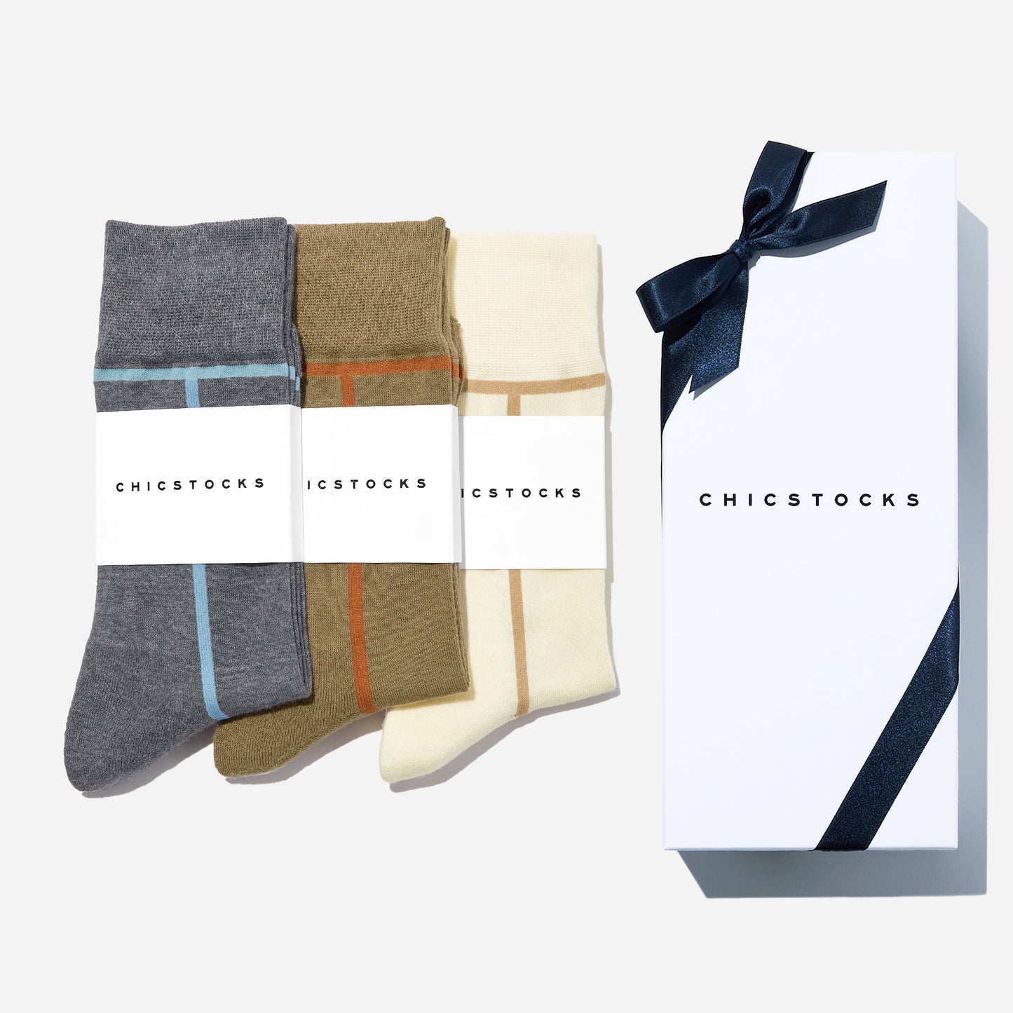 ラインソックス  3足ギフトボックス(手提げ付き)   全7色