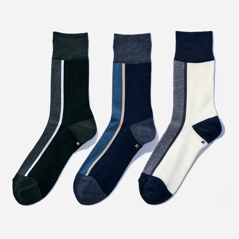 ラインソックス  3足ギフトボックス(手提げ付き)   全8色