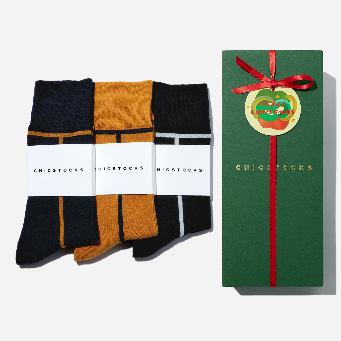 【クリスマス】  3足ギフトボックス(手提げ付き)  全8色