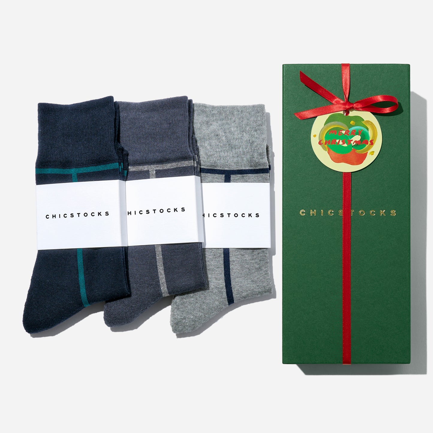 【クリスマス】  3足ギフトボックス(手提げ付き)  全8色