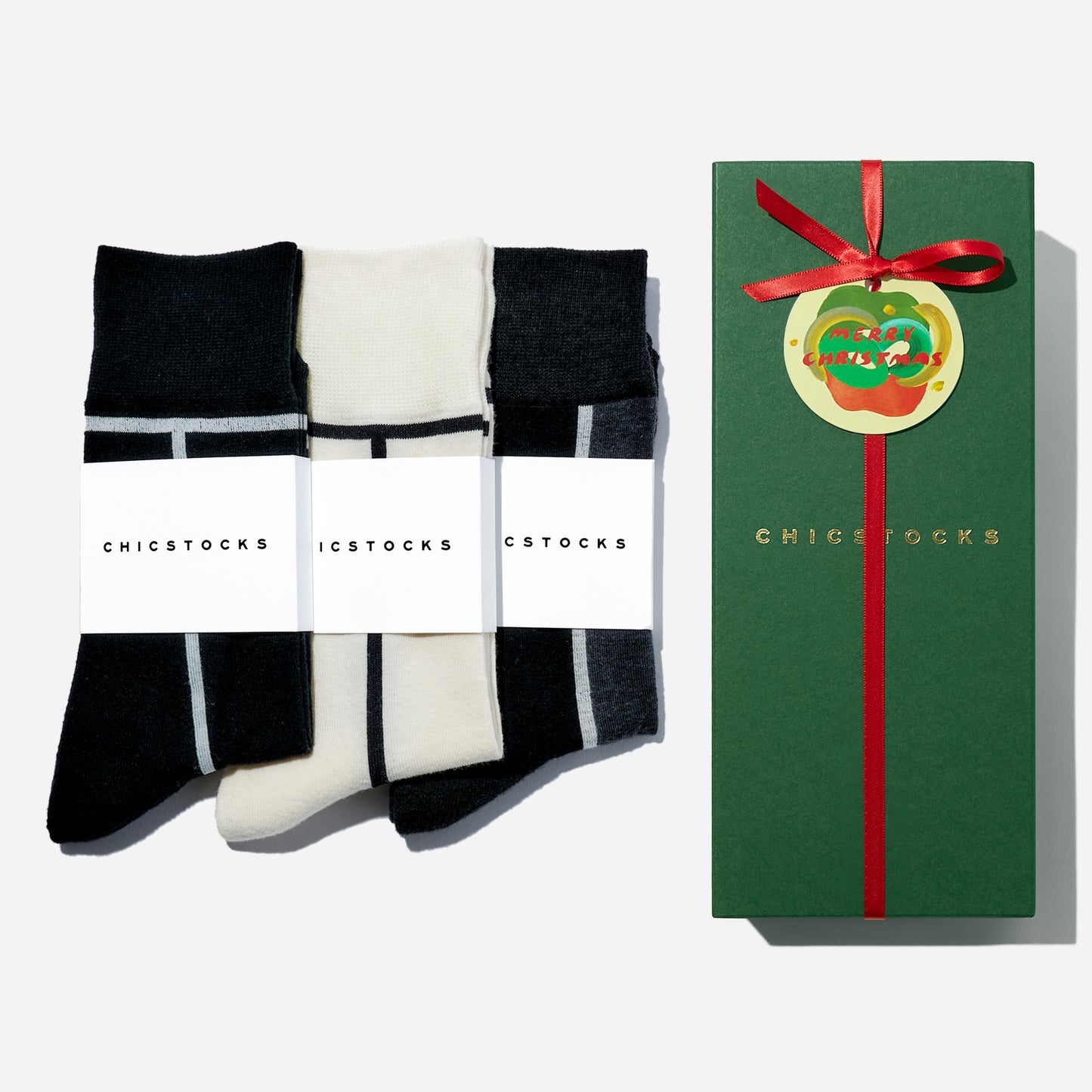 【クリスマス】  3足ギフトボックス(手提げ付き)  全8色