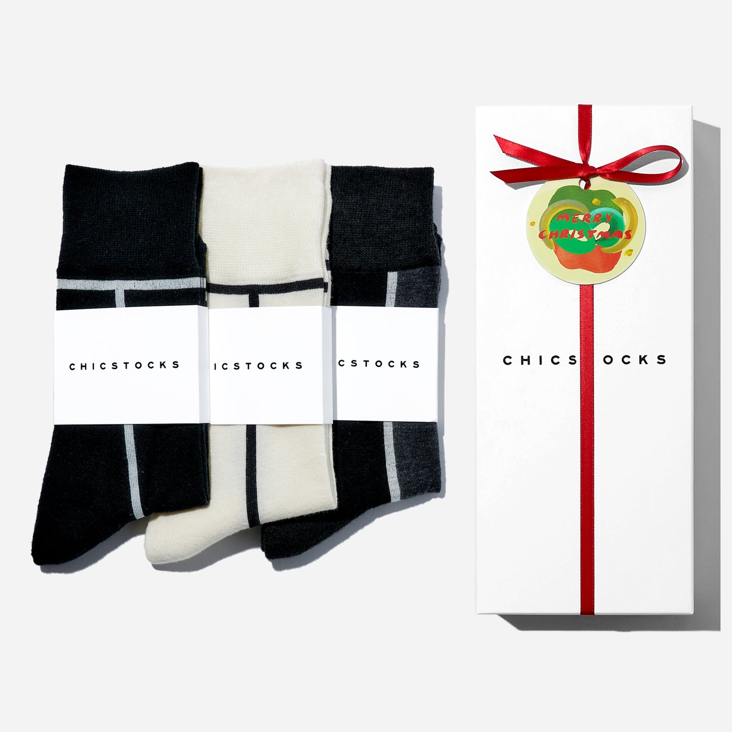 【クリスマス】  3足ギフトボックス(手提げ付き)  全8色