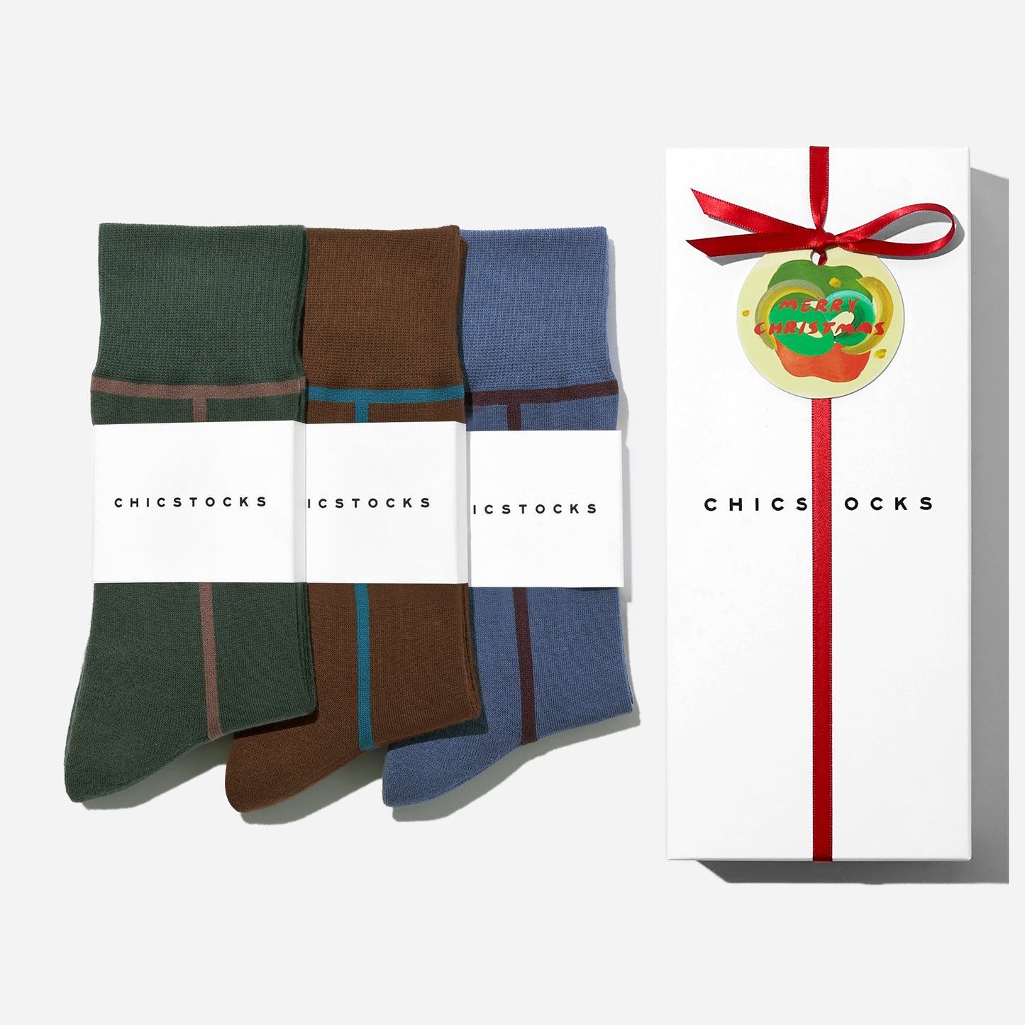 【クリスマス】  3足ギフトボックス(手提げ付き)  全8色