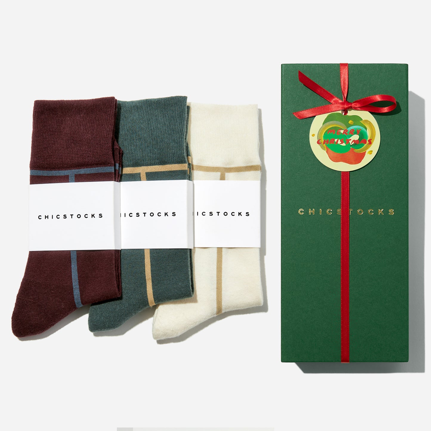 【クリスマス】  3足ギフトボックス(手提げ付き)  全8色