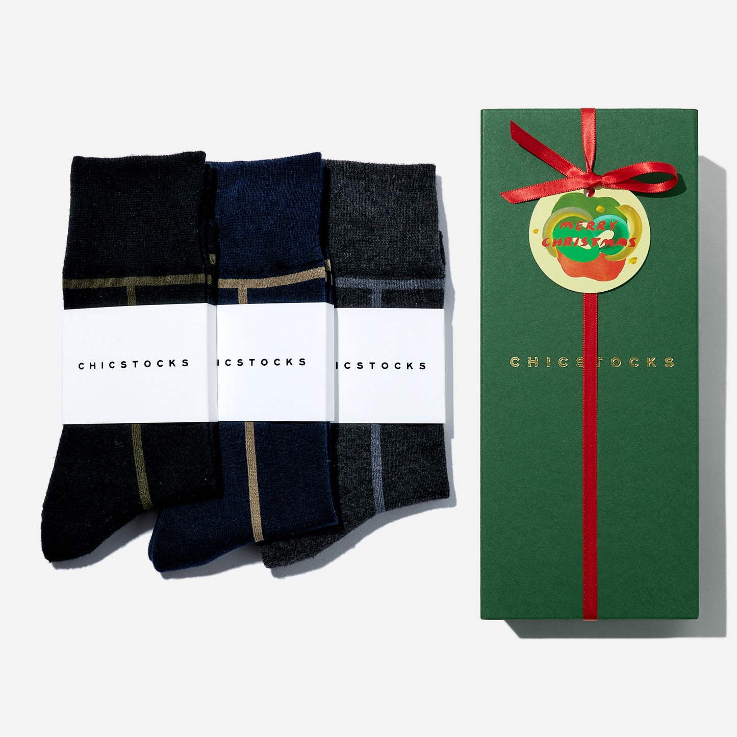 【クリスマス】  3足ギフトボックス(手提げ付き)  全8色