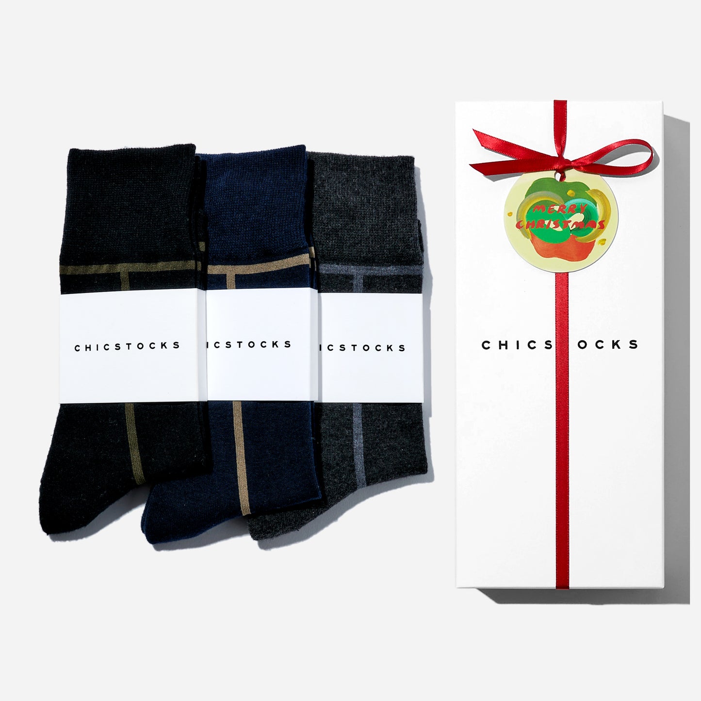 【クリスマス】  3足ギフトボックス(手提げ付き)  全8色