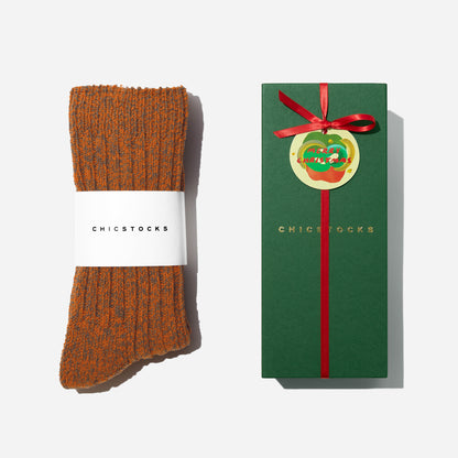【クリスマス】  ローゲージリブソックス  1足ギフトセット  全3色