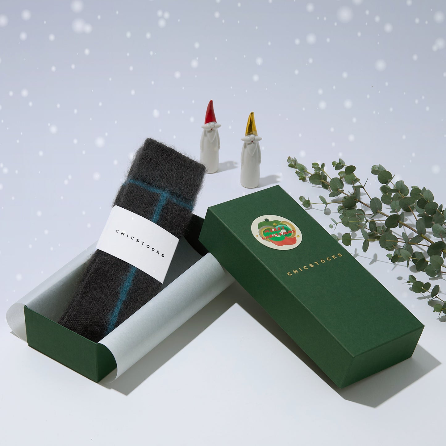 【クリスマス】  モヘヤラインソックス  1足ギフトセット  全3色