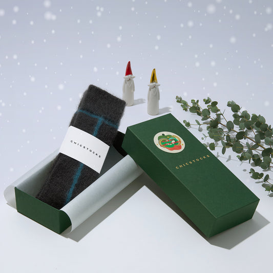 【クリスマス】  モヘヤラインソックス  1足ギフトセット  全3色