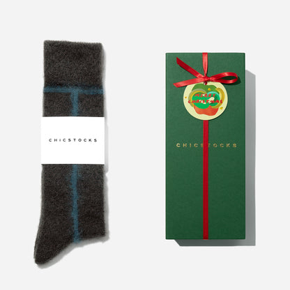 【クリスマス】  モヘヤラインソックス  1足ギフトセット  全3色