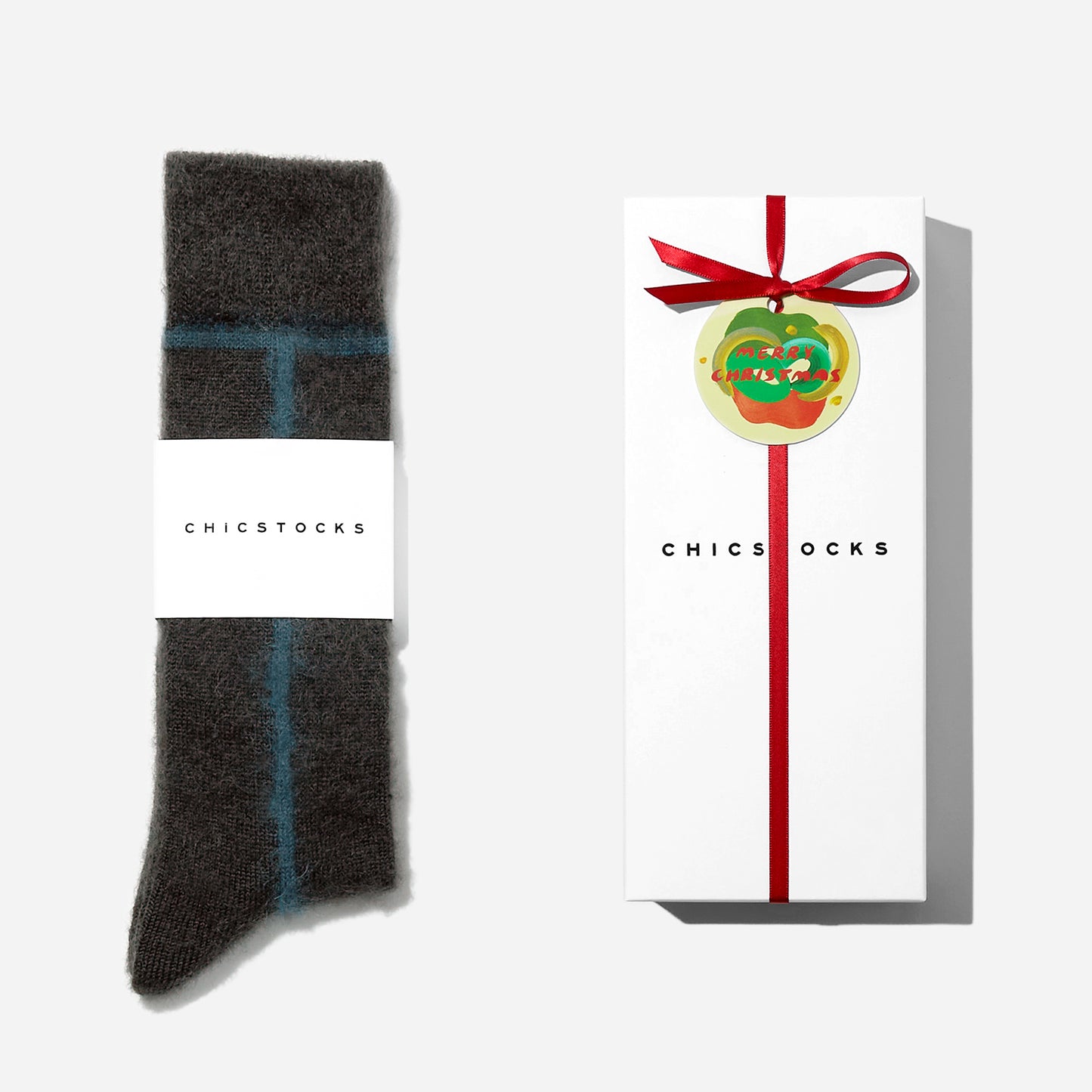 【クリスマス】  モヘヤラインソックス  1足ギフトセット  全3色