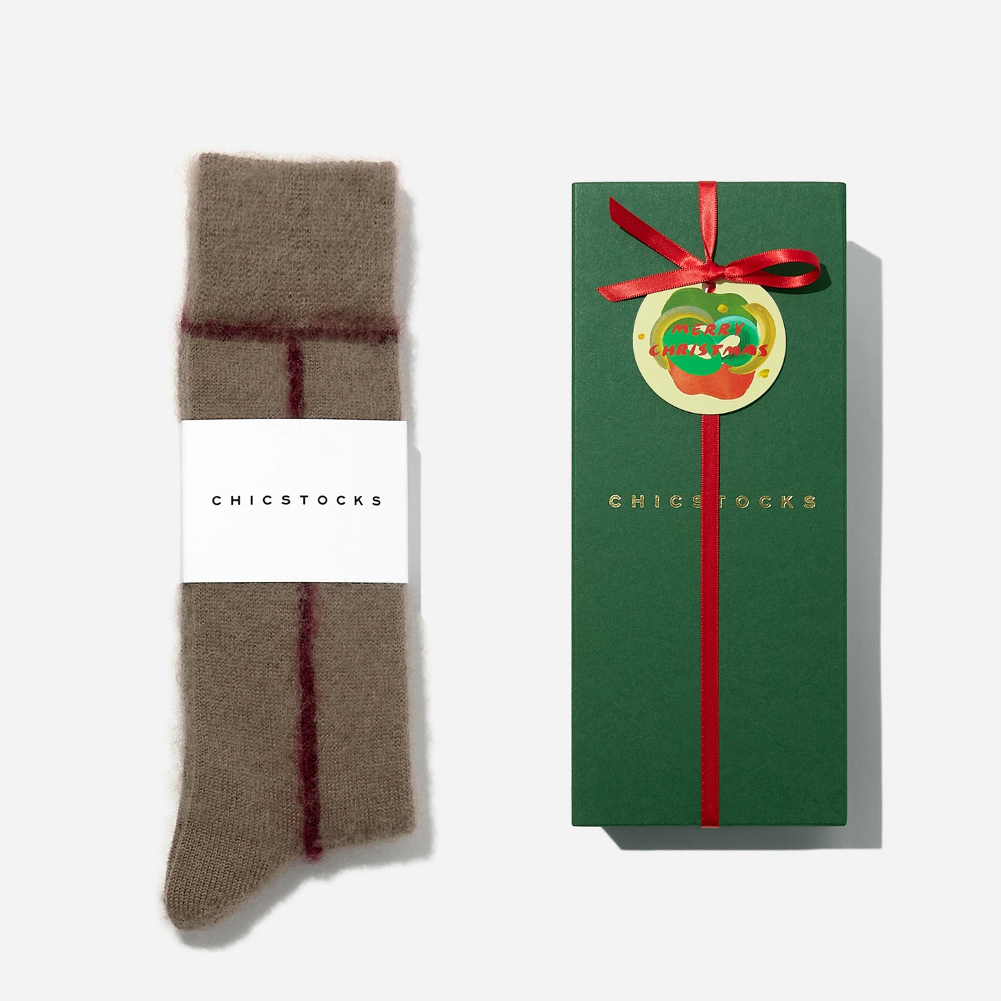 【クリスマス】  モヘヤラインソックス  1足ギフトセット  全3色