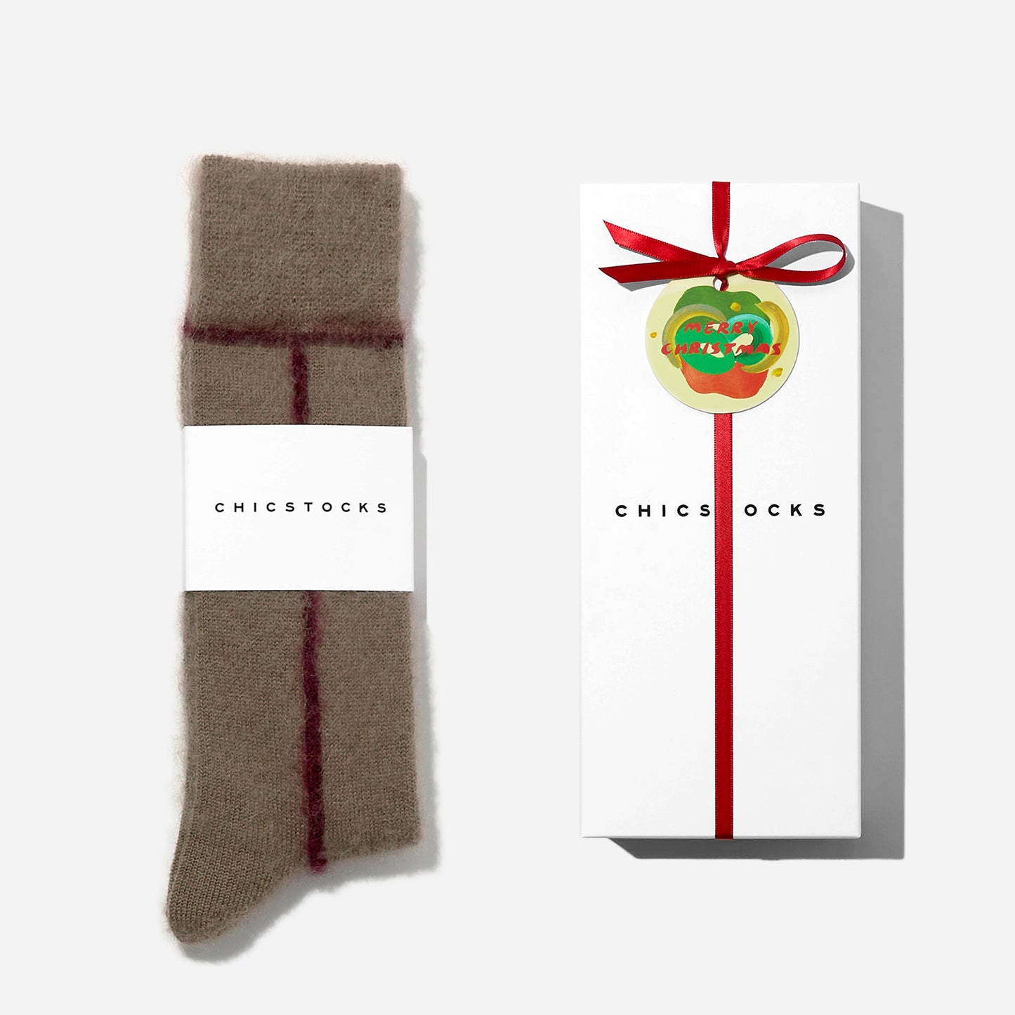 【クリスマス】  モヘヤラインソックス  1足ギフトセット  全3色