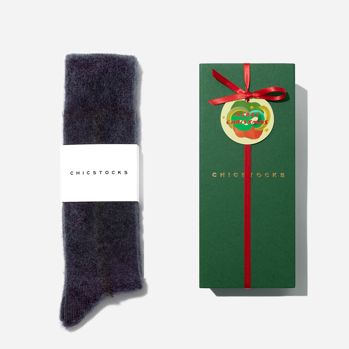 【クリスマス】  モヘヤラインソックス  1足ギフトセット  全3色