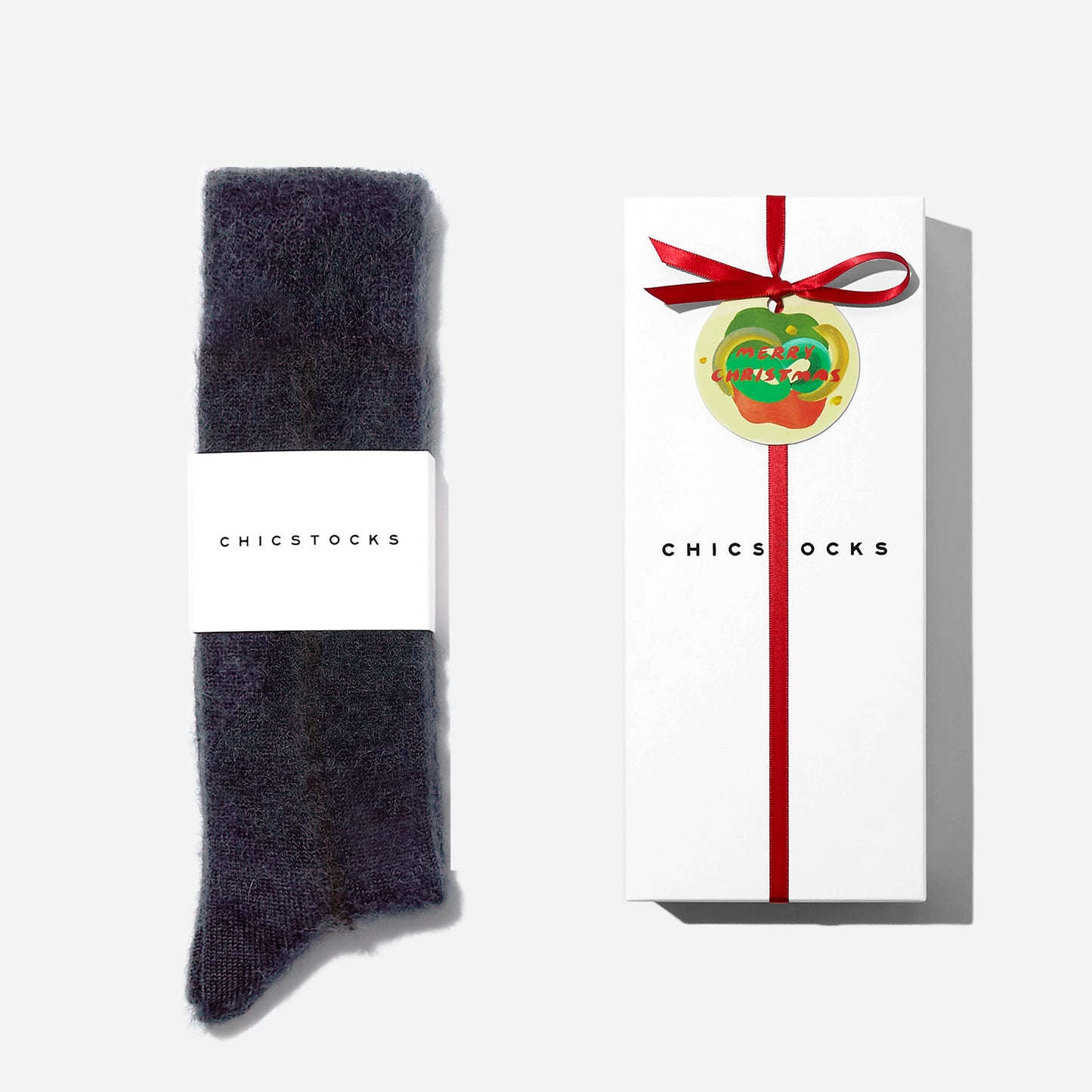 【クリスマス】  モヘヤラインソックス  1足ギフトセット  全3色