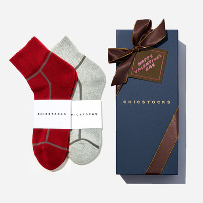 【バレンタイン】  アンクルソックス  2足ギフトセット  全7色